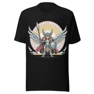Valkyrie Shieldmaiden T-Shirt – Norse Warrior Goddess Pixel Tee