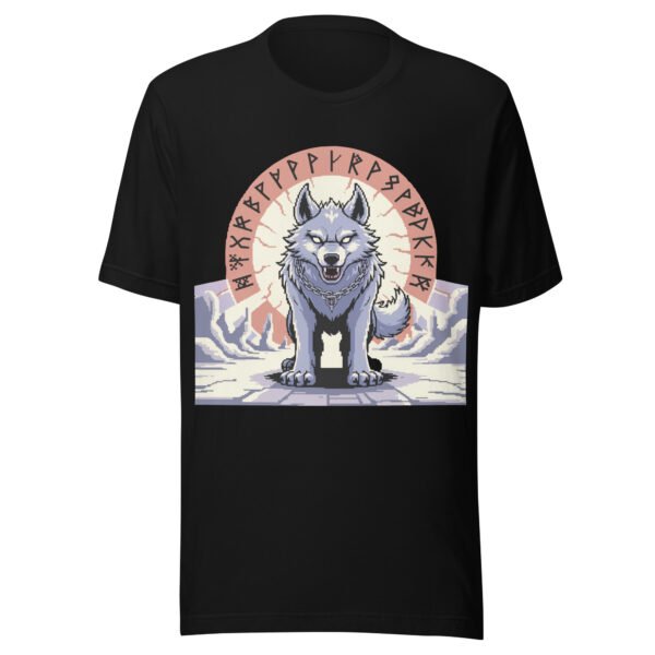 Mythic Wolf T-Shirt – Fenrir of the Fjords – Retro Norse Pixel Tee - Image 2