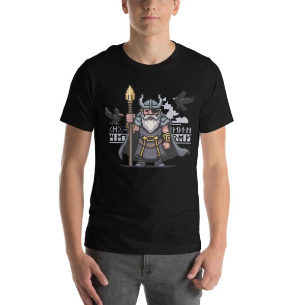 Odin shirt – Raven Guardian Design – Retro Game T Shirt 8bit Pixel Art Tee - Image 2