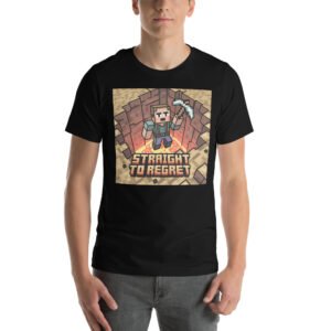 Straight to Regret T-Shirt – Retro Pixel Fall Tee – Humorous Gamer T-Shirt for Adults