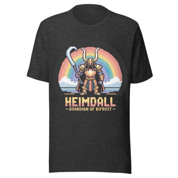 Pixel Bifrost Guardian T-Shirt – Heimdall with Rainbow Blade – Retro Norse Tee - Image 5