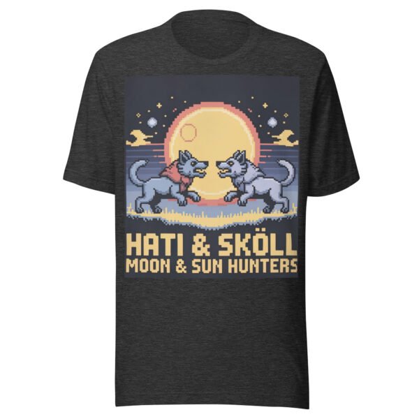 Hati & Sköll T-Shirt – Norse Pixel Art Wolves – Sun and Moon Chasers Tee - Image 4