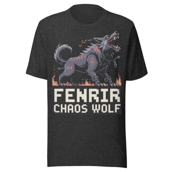 Fenrir Chaos Wolf T-Shirt – Norse Myth Pixel Art – Black Rune Edition - Image 4