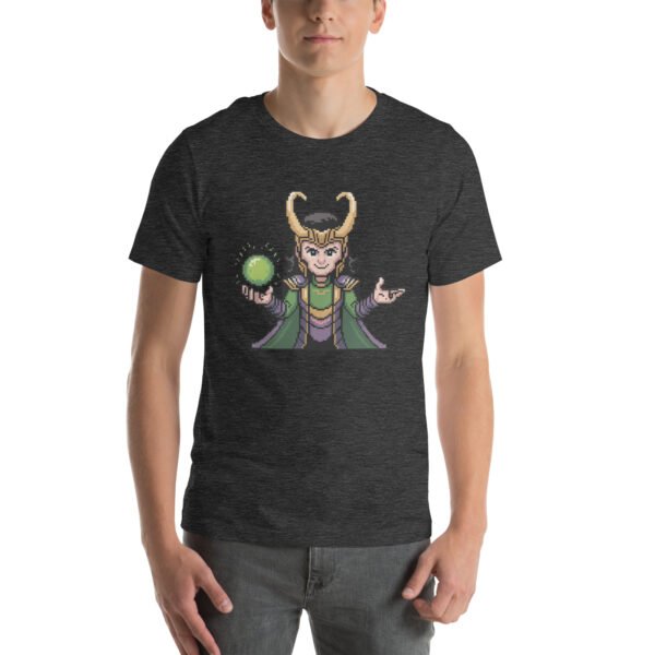 Loki Shirt – Focused Trickster Close-Up – Retro Game T Shirt 8bit Pixel Art Tee - Image 4