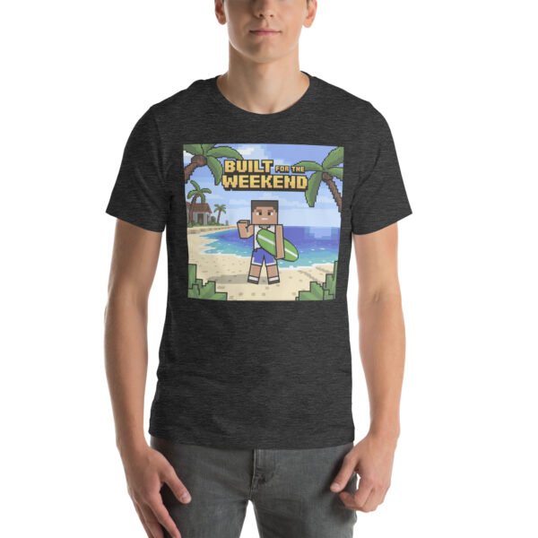 Built for the Weekend – Pixel Beach Escape T-Shirt for Adults - Image 5
