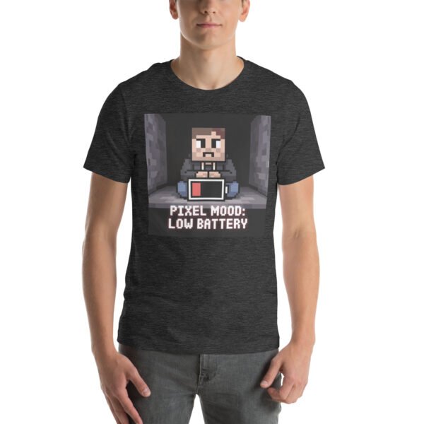 Pixel Mood Low Battery T-Shirt – Gamer Exhaustion Tee – Funny T-Shirt for Adults - Image 5