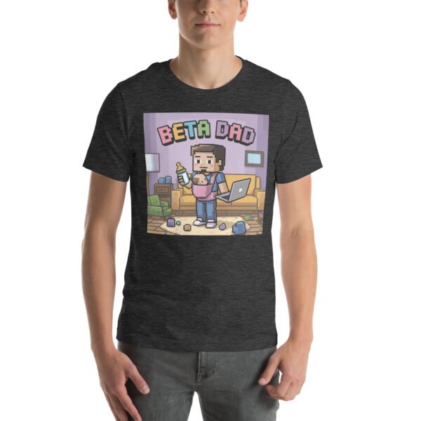 Beta Dad T-Shirt – Retro Gamer Parenting Shirt – Pixel Art T-Shirt for Adults - Image 4