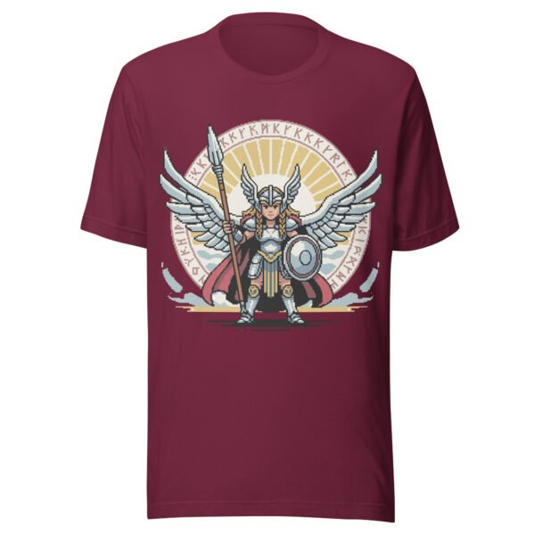 Valkyrie Shieldmaiden T-Shirt – Norse Warrior Goddess Pixel Tee - Image 3