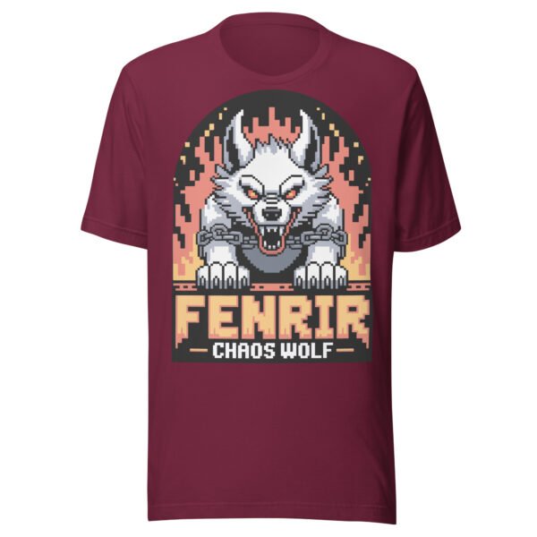 Chaos Wolf Norse T-Shirt – Fenrir Pixel Art Tee – Flamegate Edition - Image 4