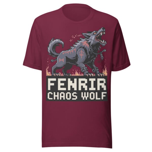 Fenrir Chaos Wolf T-Shirt – Norse Myth Pixel Art – Black Rune Edition - Image 3
