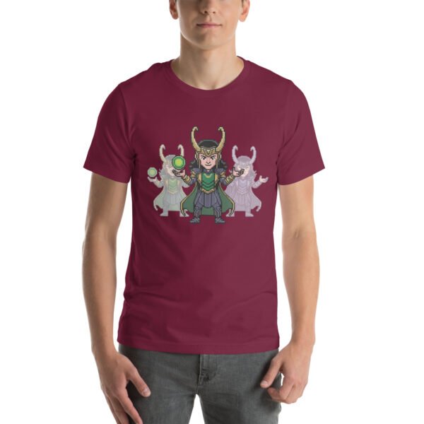 Loki Shirt – Twin Form Pixel Trickster – Retro Game T Shirt 8bit Pixel Art Tee - Image 3