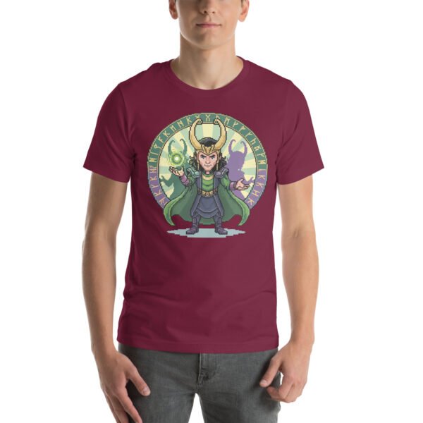 Loki Shirt – Rune Circle Edition – Retro Game T Shirt 8bit Pixel Art Tee - Image 3
