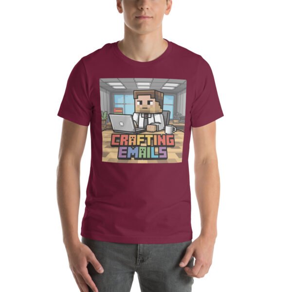 Crafting Emails T-Shirt – Retro Pixel Office Tee – Funny T-Shirt for Adults - Image 4