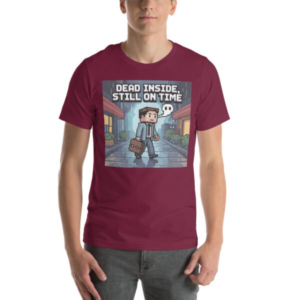 Dead Inside Still On Time T-Shirt – Dark Humor Pixel Tee – Gamer-Inspired T-Shirt for Adults - Image 3