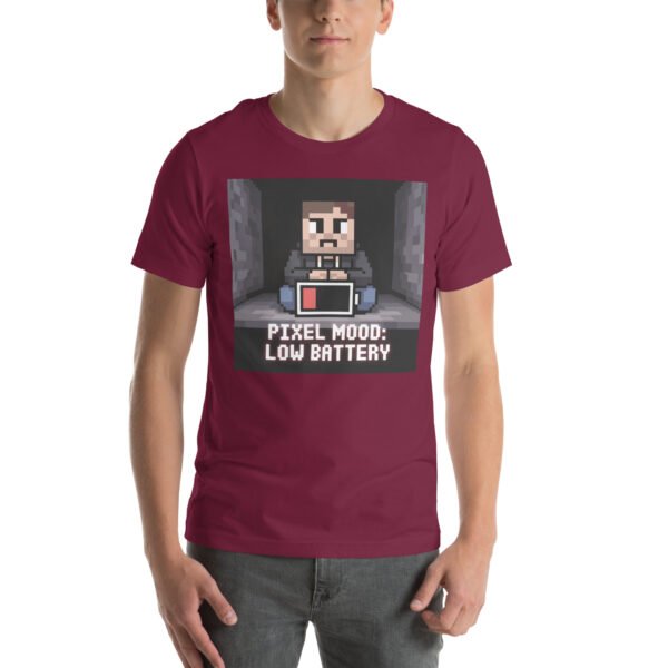 Pixel Mood Low Battery T-Shirt – Gamer Exhaustion Tee – Funny T-Shirt for Adults - Image 4