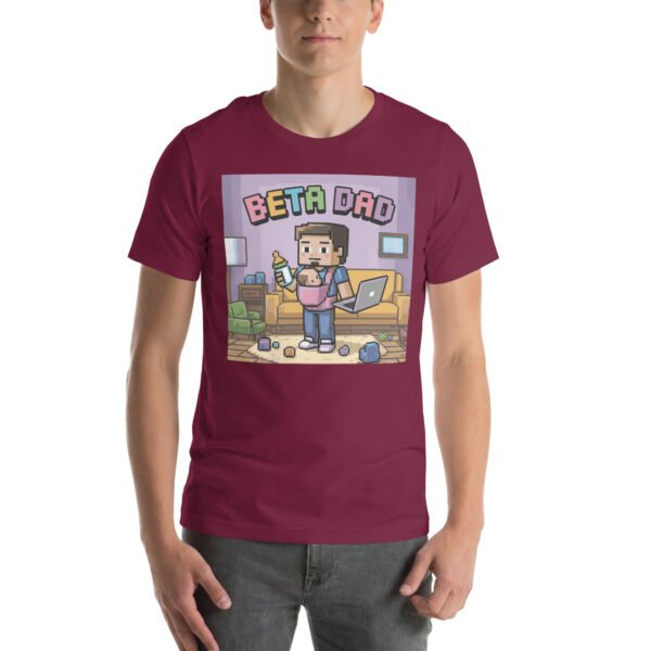 Beta Dad T-Shirt – Retro Gamer Parenting Shirt – Pixel Art T-Shirt for Adults - Image 3