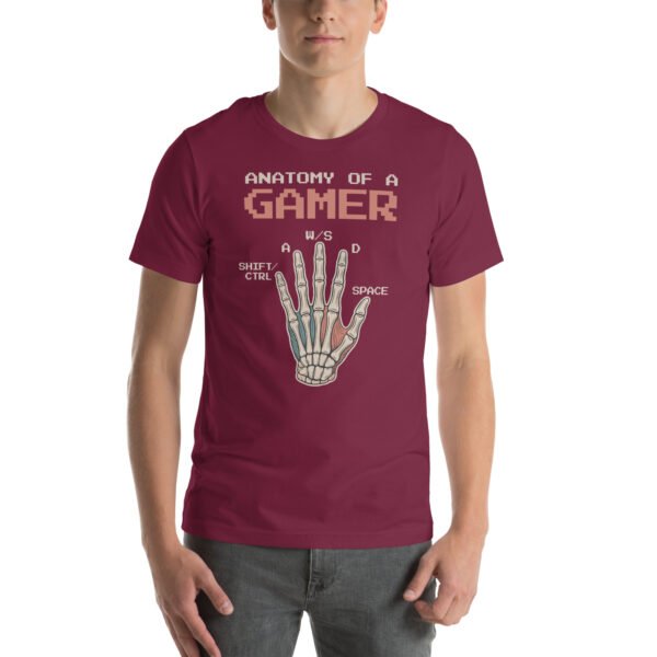 Anatomy of a Gamer Shirt – Retro Skeleton Hand Design – Pixel Gamer T-Shirt for Men and Women - Image 3