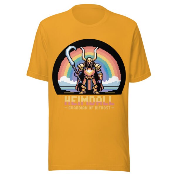 Pixel Bifrost Guardian T-Shirt – Heimdall with Rainbow Blade – Retro Norse Tee - Image 6
