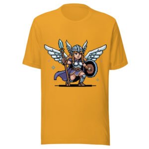 Valkyrie Pixel Art T-Shirt – Norse Winged Warrior – Scout Pose Edition