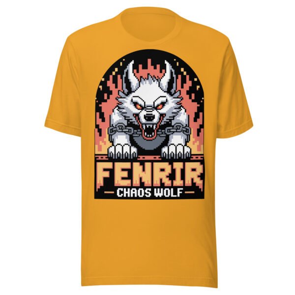Chaos Wolf Norse T-Shirt – Fenrir Pixel Art Tee – Flamegate Edition - Image 6