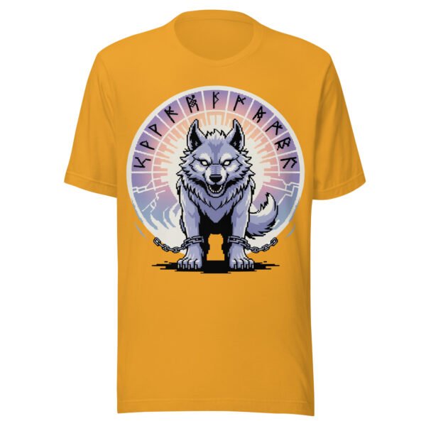Fenrir Norse Myth T-Shirt – Chained Chaos Wolf – Pixel Retro Style - Image 7