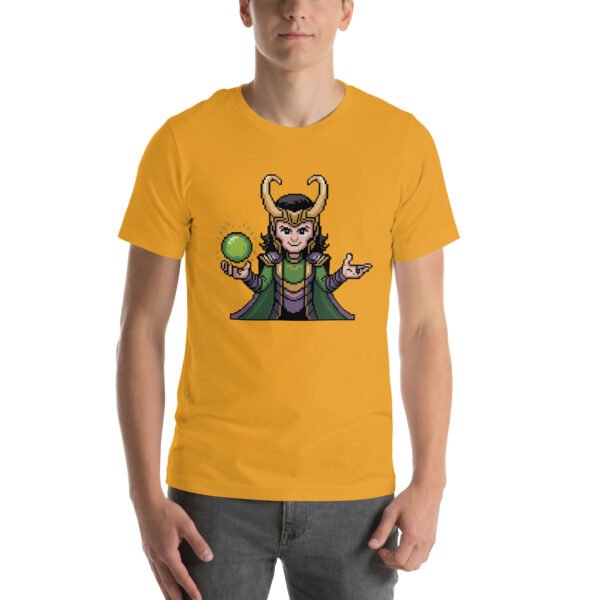 Loki Shirt – Focused Trickster Close-Up – Retro Game T Shirt 8bit Pixel Art Tee - Image 6