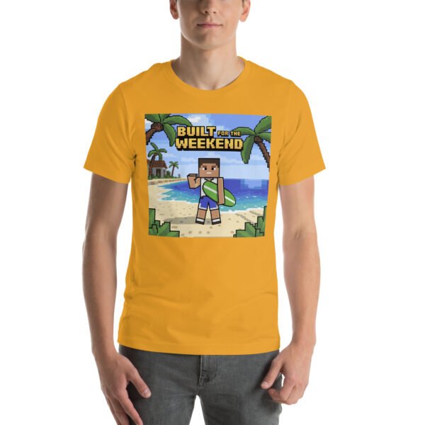 Built for the Weekend – Pixel Beach Escape T-Shirt for Adults - Image 7