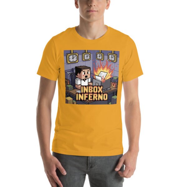 Inbox Inferno T-Shirt – Funny Pixel Art T-Shirt for Adults – Office Chaos Gamer Tee - Image 7
