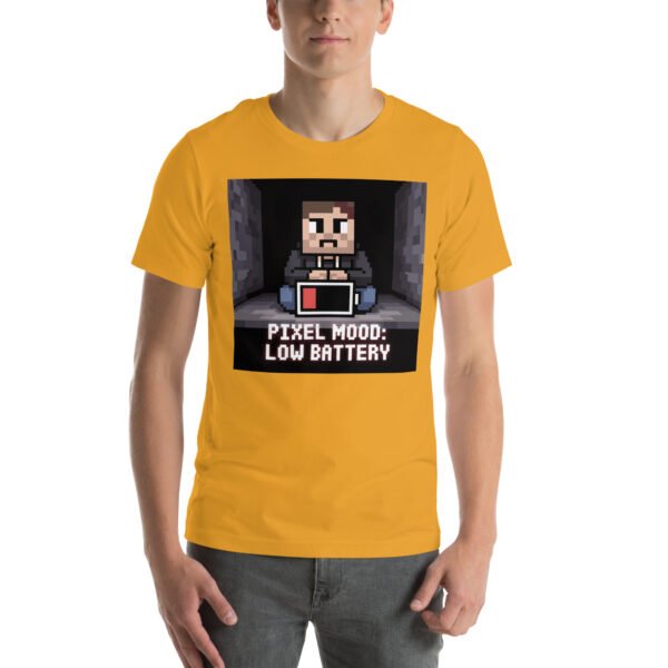 Pixel Mood Low Battery T-Shirt – Gamer Exhaustion Tee – Funny T-Shirt for Adults - Image 7