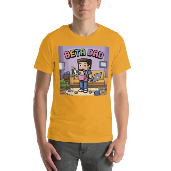 Beta Dad T-Shirt – Retro Gamer Parenting Shirt – Pixel Art T-Shirt for Adults - Image 6