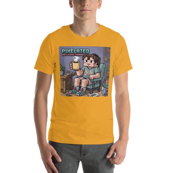 Pixelated But Functional T-Shirt – Coffee Lover Gamer Tee – Low Effort T-Shirt for Adults - Image 7