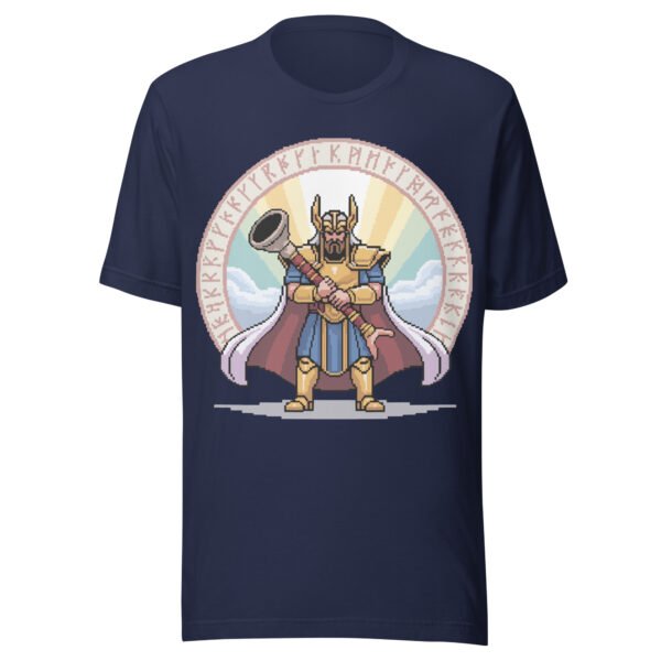 Mythic Heimdall T-Shirt – Gjallarhorn & Rune Circle – Norse Pixel Art Tee - Image 2