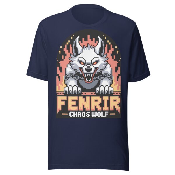 Chaos Wolf Norse T-Shirt – Fenrir Pixel Art Tee – Flamegate Edition - Image 3