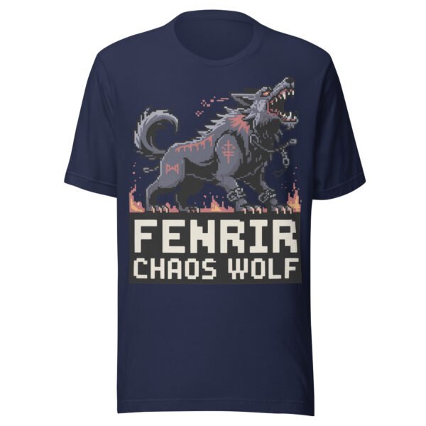 Fenrir Chaos Wolf T-Shirt – Norse Myth Pixel Art – Black Rune Edition - Image 2