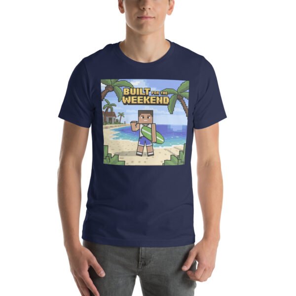 Built for the Weekend – Pixel Beach Escape T-Shirt for Adults - Image 3