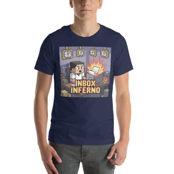 Inbox Inferno T-Shirt – Funny Pixel Art T-Shirt for Adults – Office Chaos Gamer Tee - Image 3