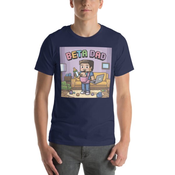 Beta Dad T-Shirt – Retro Gamer Parenting Shirt – Pixel Art T-Shirt for Adults - Image 2