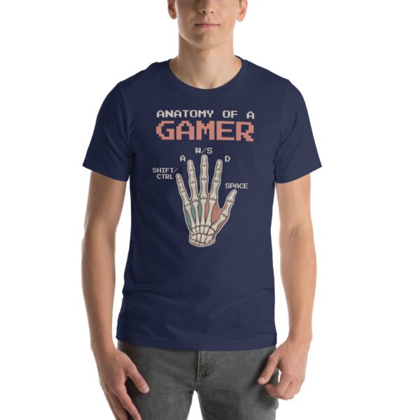 Anatomy of a Gamer Shirt – Retro Skeleton Hand Design – Pixel Gamer T-Shirt for Men and Women - Image 2
