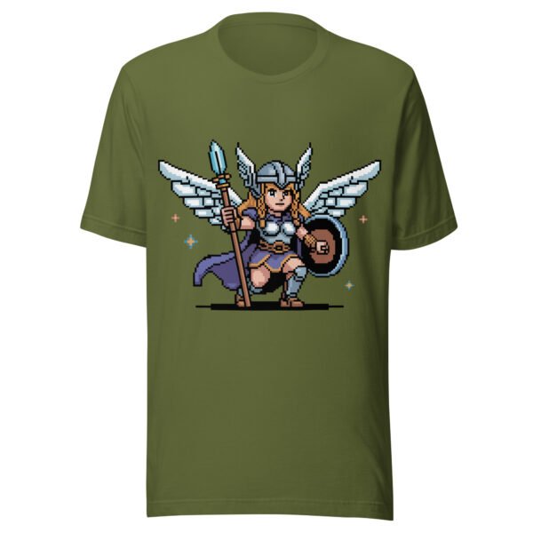 Valkyrie Pixel Art T-Shirt – Norse Winged Warrior – Scout Pose Edition - Image 6