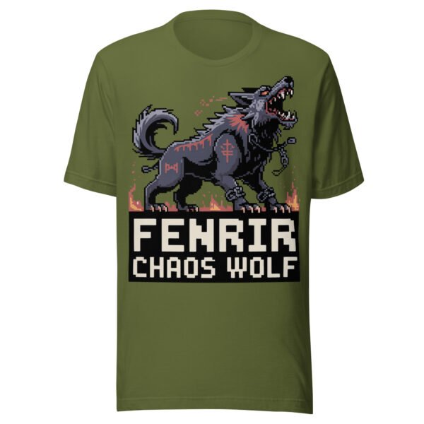 Fenrir Chaos Wolf T-Shirt – Norse Myth Pixel Art – Black Rune Edition - Image 5