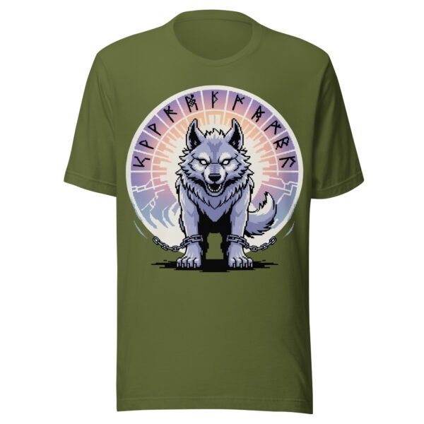 Fenrir Norse Myth T-Shirt – Chained Chaos Wolf – Pixel Retro Style - Image 6