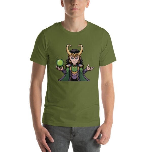 Loki Shirt – Focused Trickster Close-Up – Retro Game T Shirt 8bit Pixel Art Tee - Image 5