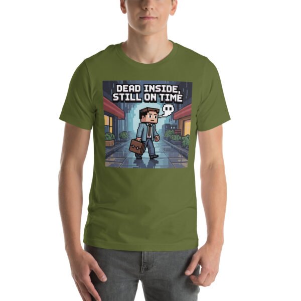 Dead Inside Still On Time T-Shirt – Dark Humor Pixel Tee – Gamer-Inspired T-Shirt for Adults - Image 5