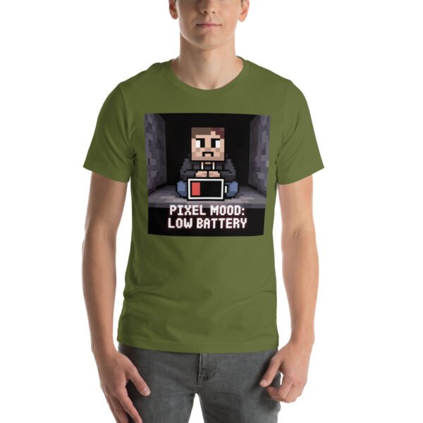 Pixel Mood Low Battery T-Shirt – Gamer Exhaustion Tee – Funny T-Shirt for Adults - Image 6