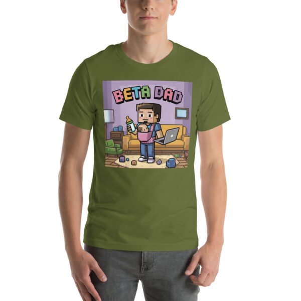 Beta Dad T-Shirt – Retro Gamer Parenting Shirt – Pixel Art T-Shirt for Adults - Image 5