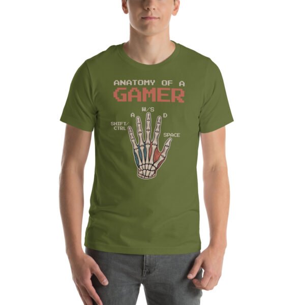 Anatomy of a Gamer Shirt – Retro Skeleton Hand Design – Pixel Gamer T-Shirt for Men and Women - Image 5