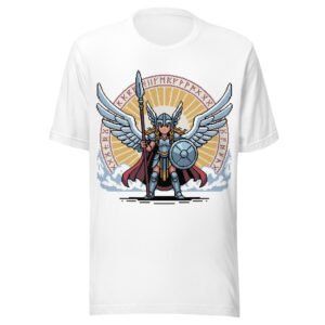 Norse Valkyrie T-Shirt – Shieldmaiden Pixel Art – Rune Circle Edition