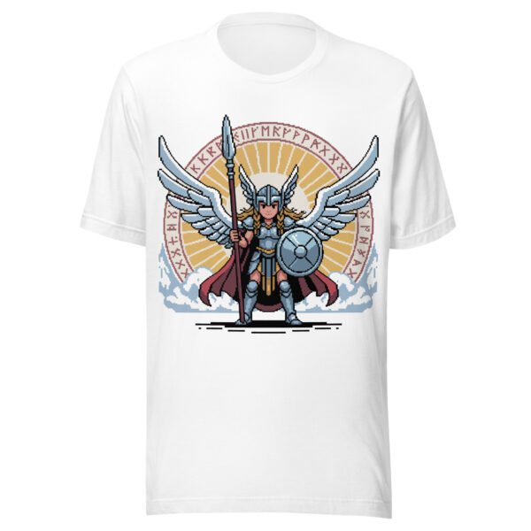Norse Valkyrie T-Shirt – Shieldmaiden Pixel Art – Rune Circle Edition