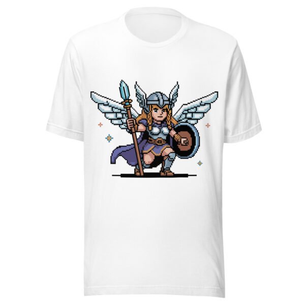 Valkyrie Pixel Art T-Shirt – Norse Winged Warrior – Scout Pose Edition - Image 8