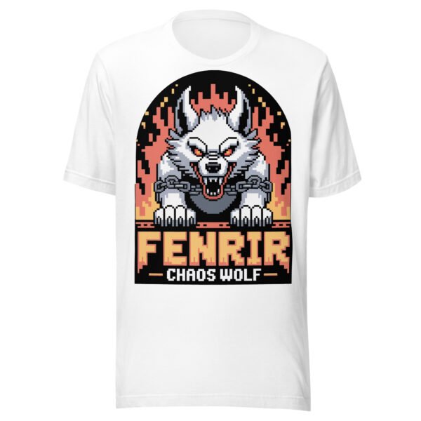 Chaos Wolf Norse T-Shirt – Fenrir Pixel Art Tee – Flamegate Edition - Image 8